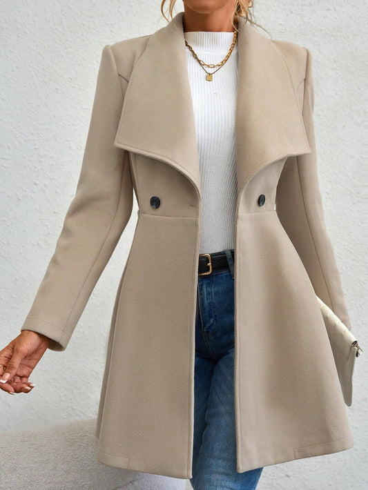 SHEIN Unity Waterfall Collar Double Button Overcoat