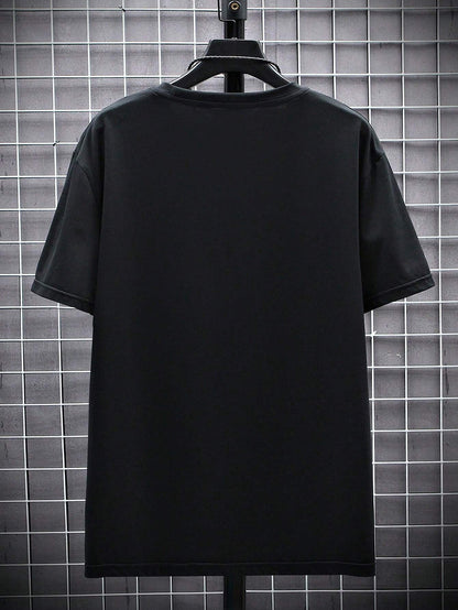 Manfinity Homme Men Letter Pattern Printed Short Sleeve Casual T-Shirt, Boyfriend Gift