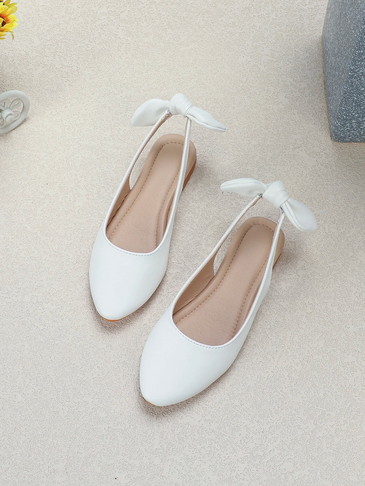 Girls Bow Decor Slingback Flats