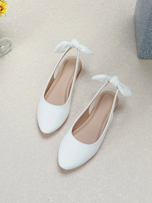 Girls Bow Decor Slingback Flats
