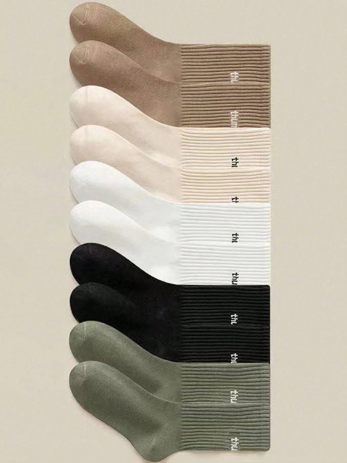 5Pairs/Set Men'S Mid-Calf Socks with Letter & Heel Detail, Fall