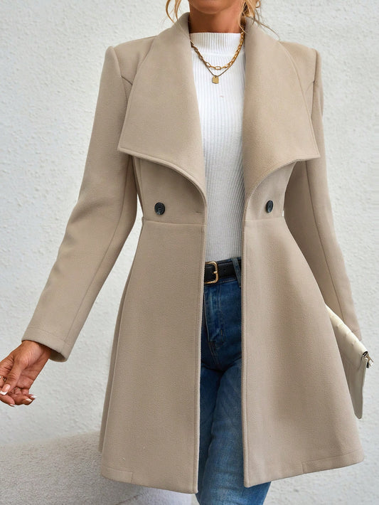 SHEIN Unity Waterfall Collar Double Button Overcoat