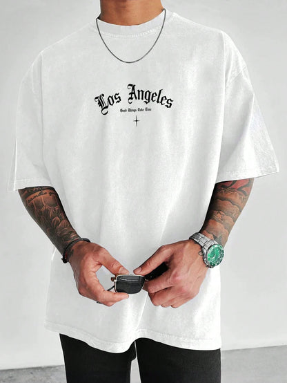 Manfinity Roghcode Men'S Letter Printed T-Shirt, 2000S Style
