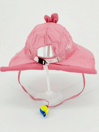 Summer Cute Cartoon Wide Brim Sun Hat for Toddler Boys and Girls, UV Protection Cap with Whistle