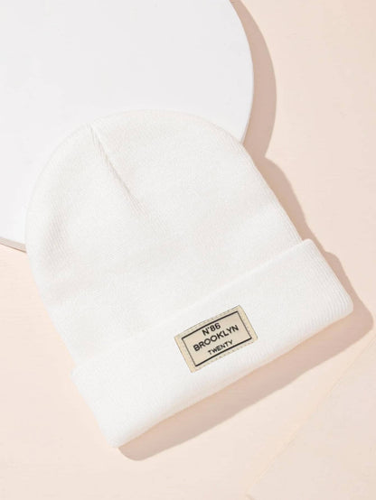 1 Pc Children'S Solid Multi-Color Outdoor Casual Fashion Printed Brooklyn Letter Pattern Cozy Knitted Hat, Suitable for All Seasons