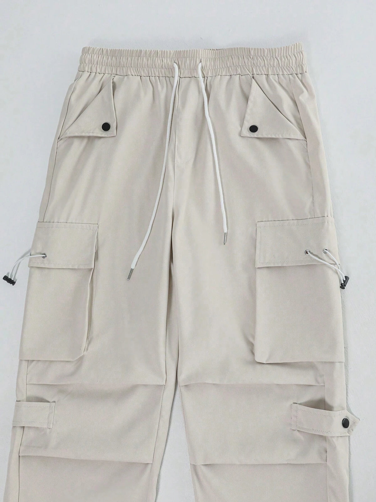Manfinity Homme Men'S Flap Pocket Drawstring Waist Cargo Pants Baggy Long Plain Going Out, for Fall