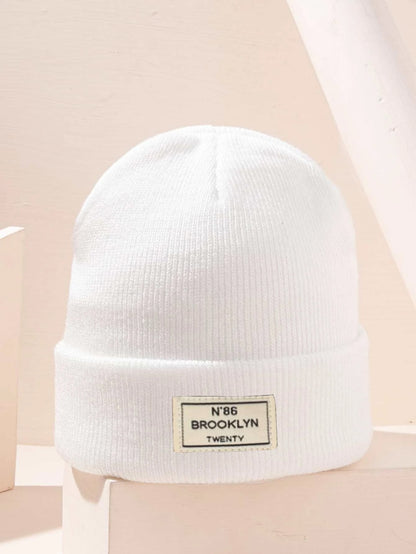 1 Pc Children'S Solid Multi-Color Outdoor Casual Fashion Printed Brooklyn Letter Pattern Cozy Knitted Hat, Suitable for All Seasons