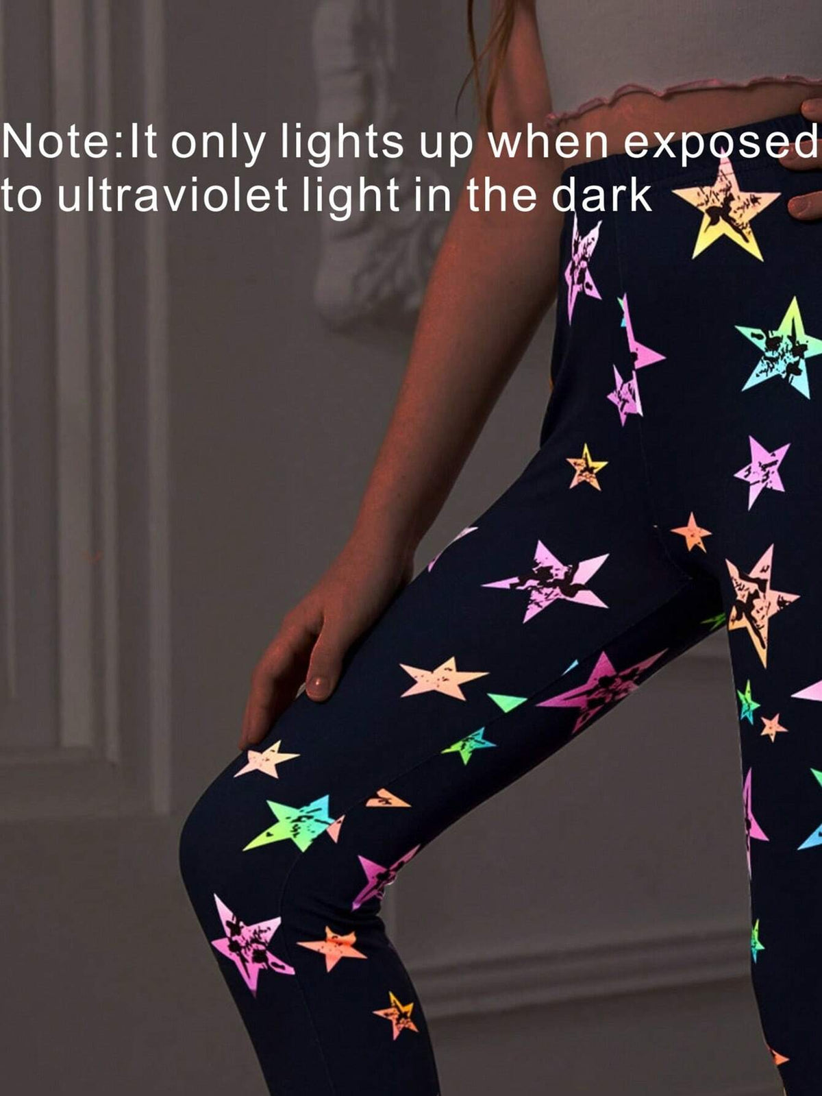 Tween Girl Comfortable Colorful Star Print Knitted Leggings, Tween